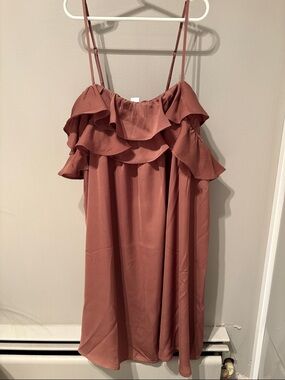 Old Navy Mauve/Brown Ruffle Spaghetti Strap Dress
